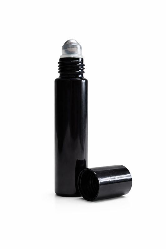 black glass roll on perfume oil